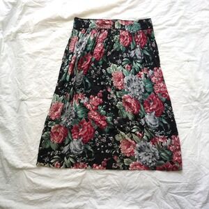 This One's For You Floral Midi Skirt Cottage Retro Pleated boho granny 28 Small